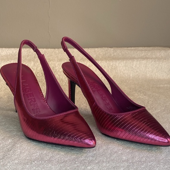 NEW IN BOX Karl Lagerfeld Paris Glora Slingback Pump in Red Plum (7M) - Picture 2 of 7